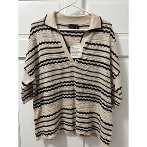 ASOS Design Striped Knit Sweater Cream/Black Medium